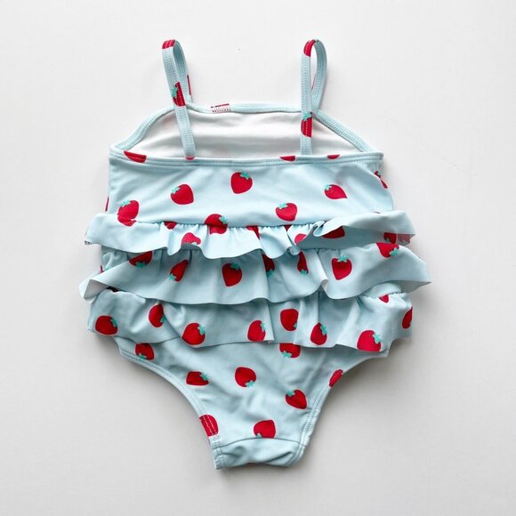 Tucker + Tate Blue Strawberry Print Ruffle Swimsui - Picture 5 of 5